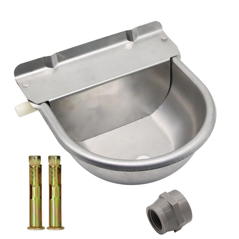 MODUODUO Automatic Horse Waterer Large Livestock Water Bowl 1.35Gal Stainless Steel Trough for Cattle Cow Pig Sheep Pet Dog - Image 1